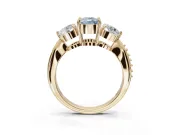 Cushion Cut Three Stone Engagement Ring Setting for a Fancy Blue Lab-Grown Diamond | Tapered Pave Band | Yellow Gold