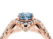 Oval Hidden Halo Filigree Engagement Ring Setting for a Fancy Blue Lab-Grown Diamond | Rose Gold