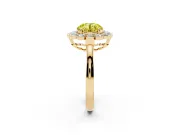 Round Scalloped Cluster Halo Engagement Ring Setting for a Fancy Yellow Lab-Grown Diamond | Plain Band | Yellow Gold