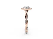 Round Halo Engagement Ring Setting | Pavé Twist Band | Rose Gold