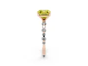 Fancy Yellow Asscher Cut Diamond Prong Set Engagement Ring Set in Rose gold with Round Accent Pavé Band