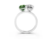 Fancy Green Radiant Cut and Emerald Cut Toi Moi Ring Set in Platinum with Prong Setting