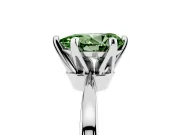 Fancy Green Pear Cut Diamond Solitaire Engagement Ring Set in White gold with Slim Tapered Solitaire Band