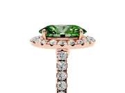 Oval Halo Engagement Ring Setting for a Fancy Green Lab-Grown Diamond | Pave Shoulders | Rose Gold