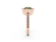 Round Milgrain Halo Engagement Ring Setting for a Fancy Green Lab-Grown Diamond | Pave Band | Rose Gold