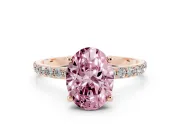 Oval Pave Solitaire Engagement Ring Setting for a Fancy Pink Lab-Grown Diamond | Pave Shoulders | Rose Gold