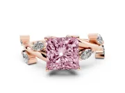 Princess Cut Twisted Vine Engagement Ring Setting for a Fancy Pink Lab-Grown Diamond | Rose Gold