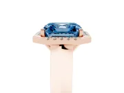 Asscher Cut Knife-Edge Halo Engagement Ring Setting for a Fancy Blue Lab-Grown Diamond | Rose Gold
