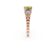 Emerald Cut Three Stone Engagement Ring Setting for a Fancy Yellow Lab-Grown Diamond | Braided Band | Rose Gold