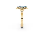Fancy Blue Marquise Cut Diamond Halo Ring Set in Yellow gold with Pavé-Lined Split Shank Band