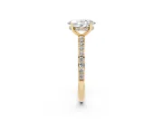 Oval Cut Diamond Pavé Band Ring Set in Yellow gold with Prong-Set Center Stone