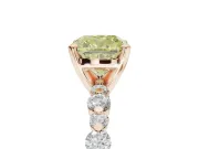 Cushion Cut Pavé Engagement Ring Setting for a Fancy Yellow Lab-Grown Diamond | Alternating Accents | Rose Gold