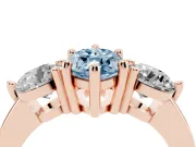 Marquise Three Stone Engagement Ring Setting for a Fancy Blue Lab-Grown Diamond | Open Prong Baskets | Rose Gold