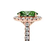 Oval Raised Halo Engagement Ring Setting for a Fancy Green Lab-Grown Diamond | Pave Band | Rose Gold