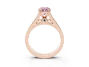 Oval Cathedral Channel Set Engagement Ring Setting for a Fancy Pink Lab-Grown Diamond | Double Claw Prongs | Rose Gold