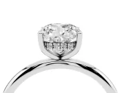 Cushion Cut Diamond Solitaire Engagement Ring Set in White gold with Prong Setting and Polished Band