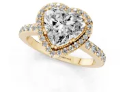 Heart-Shaped Vintage Halo Pavé Engagement Ring Setting | Milgrain Border | Yellow Gold