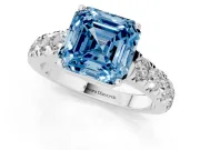 Asscher Cut Engagement Ring Setting for a Fancy Blue Lab-Grown Diamond | Platinum - Design NV-24643