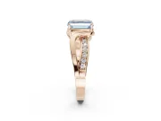 Asscher Cut Bypass Solitaire Engagement Ring Setting for a Fancy Blue Lab-Grown Diamond | Pavé Strands | Rose Gold