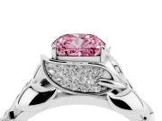 Cushion Cut Leaf Bypass Engagement Ring Setting for a Fancy Pink Lab-Grown Diamond | Sterling Silver