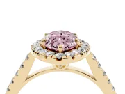 Marquise Raised Halo Engagement Ring Setting for a Fancy Pink Lab-Grown Diamond | Yellow Gold
