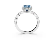 Princess Cut Halo Engagement Ring Setting for a Fancy Blue Lab-Grown Diamond | Sterling Silver - Design NV-24725