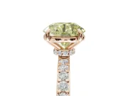 Round Hidden Halo Engagement Ring Setting for a Fancy Yellow Lab-Grown Diamond | Pavé Band | Rose Gold