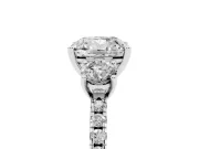 Cushion Cut Three Stone Engagement Ring Setting | Pave Shoulders | Platinum
