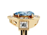 Pear-Shaped Milgrain Sectioned Halo Engagement Ring Setting for a Fancy Blue Lab-Grown Diamond | Yellow Gold