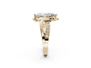 Marquise Bypass Solitaire Engagement Ring Setting | Pavé and Plain Strands | Yellow Gold