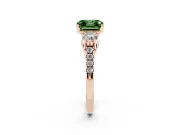 Asscher Cut Three-Stone Engagement Ring Setting for a Fancy Green Lab-Grown Diamond | Rose Gold