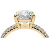 Princess Cut Three Row Pave Solitaire Engagement Ring Setting | Double Claw Prongs | Yellow Gold
