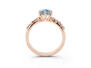 Fancy Blue Marquise Cut Diamond Solitaire Vine Band Ring Set in Rose gold with Round Accents and Prong Setting