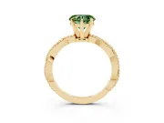 Heart-Shaped Twisted Engagement Ring Setting for a Fancy Green Lab-Grown Diamond | Beaded Twist | Yellow Gold