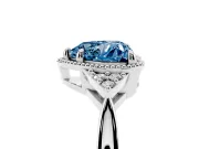 Heart-Shaped Milgrain Engagement Ring Setting for a Fancy Blue Lab-Grown Diamond | Sterling Silver