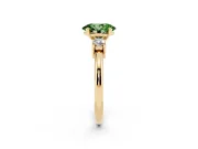Oval Three Stone Engagement Ring Setting for a Fancy Green Lab-Grown Diamond | Round Side Stones | Yellow Gold