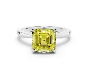 Asscher Cut Engagement Ring Setting for a Fancy Yellow Lab-Grown Diamond | Sterling Silver - Design NV-24888