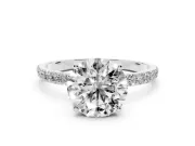 Round Pave Solitaire Engagement Ring Setting | Fine Line Pave Band | Sterling Silver