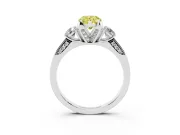 Pear-Shaped Hidden Halo Three Stone Engagement Ring Setting for a Fancy Yellow Lab-Grown Diamond | White Gold