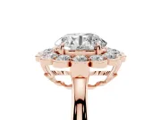 Round Scalloped Cluster Halo Engagement Ring Setting | Plain Band | Rose Gold