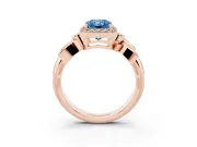 Radiant Cut Floral Halo Engagement Ring Setting for a Fancy Blue Lab-Grown Diamond | Rose Gold