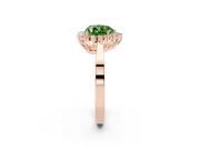 Fancy Green Heart Cut Diamond Halo Ring Set in Rose gold with Round Halo and Smooth Solitaire Band