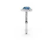 Heart-Shaped Halo Engagement Ring Setting for a Fancy Blue Lab-Grown Diamond | Single Row Pavé Band | White Gold