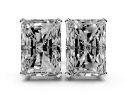 Radiant Cut Diamond Solitaire Stud Earrings Set in Platinum with Basket Setting