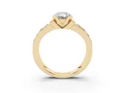 Radiant Cut Half Bezel Engagement Ring Setting | Double Row Channel Band | Yellow Gold