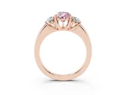 Pear-Shaped Three Stone Engagement Ring Setting for a Fancy Pink Lab-Grown Diamond | Matching Side Stones | Rose Gold