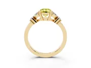 Fancy Yellow Emerald Cut Diamond Floral Cluster Ring Set in Yellow gold with Marquise Petals and Prong Setting