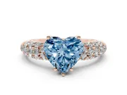 Heart-Shaped Multi Row Pave Engagement Ring Setting for a Fancy Blue Lab-Grown Diamond | Rose Gold