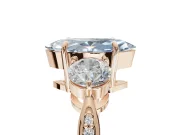 Marquise Three Stone Engagement Ring Setting for a Fancy Blue Lab-Grown Diamond | Tapered Pave Band | Rose Gold