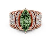 Marquise Vintage Pave Engagement Ring Setting for a Fancy Green Lab-Grown Diamond | Milgrain Edges | Rose Gold